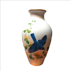 Vintage* 1985 A.J. Rudisill "The Bluebirds of Summer" Hand-painted Vase (signed)